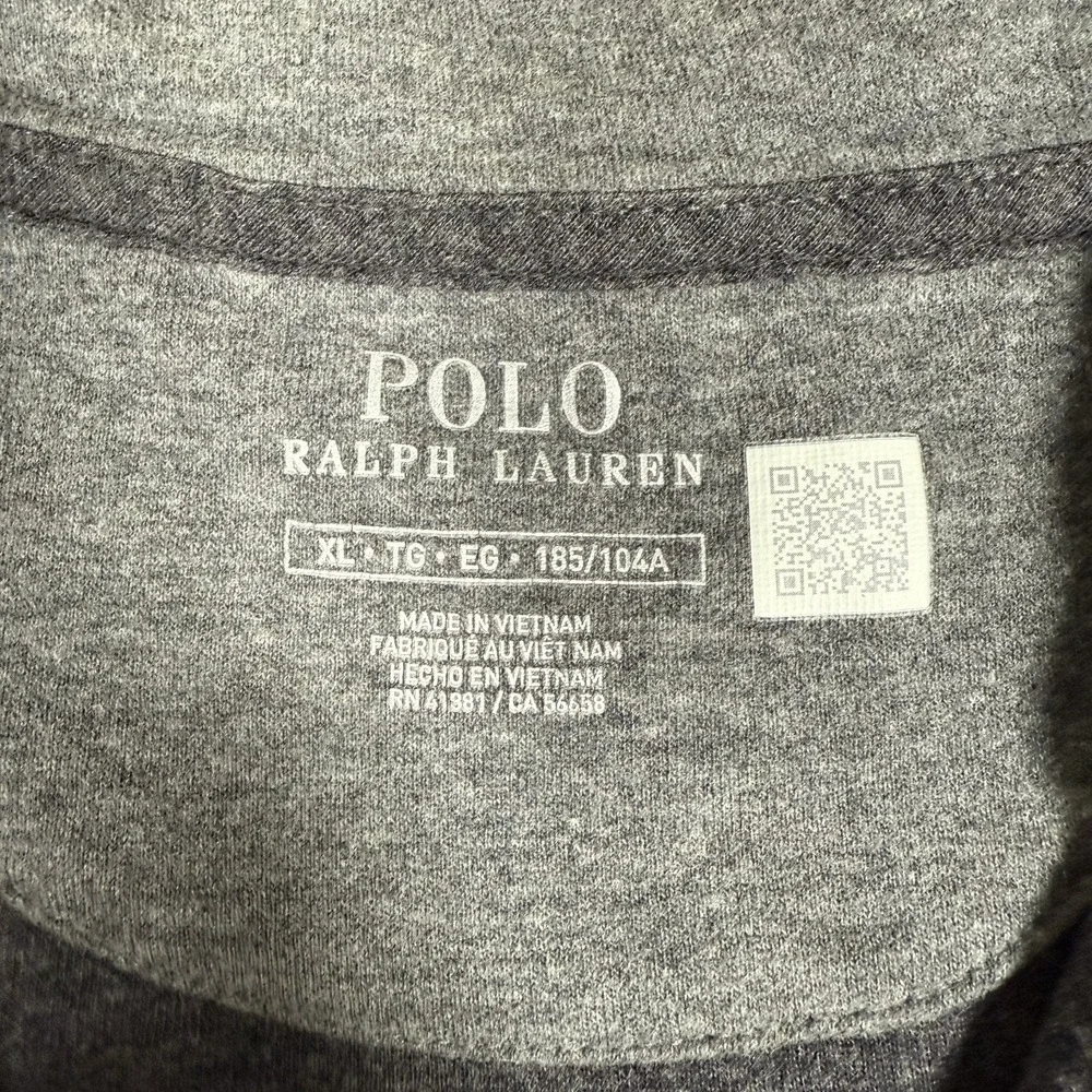 Polo Ralph Lauren Sweater Mens XL Gray 1/4 Zip Pullover Viscose Blend Preppy‎